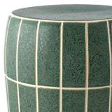 Owen 17.8 in. Modern Minimalist Grid Textured Barrel Ceramic Indoor/Outdoor Garden Stool and Accent Table - Matte Sage Green