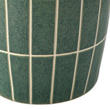 Owen 17.8 in. Modern Minimalist Grid Textured Barrel Ceramic Indoor/Outdoor Garden Stool and Accent Table - Matte Sage Green