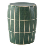 Owen 17.8 in. Modern Minimalist Grid Textured Barrel Ceramic Indoor/Outdoor Garden Stool and Accent Table - Matte Sage Green