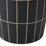 Owen 17.8 in. Modern Minimalist Grid Textured Barrel Ceramic Indoor/Outdoor Garden Stool and Accent Table - Matte Black