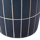Owen 17.8 in. Modern Minimalist Grid Textured Barrel Ceramic Indoor/Outdoor Garden Stool and Accent Table - Matte Navy