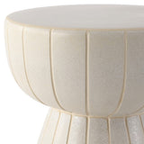 Clara 17.5 in. Modern Minimalist Grid Hourglass Ceramic Indoor/Outdoor Garden Stool and Accent Table - Matte Cream