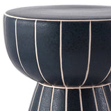 Clara 17.5 in. Modern Minimalist Grid Hourglass Ceramic Indoor/Outdoor Garden Stool and Accent Table - Matte Navy