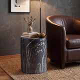Troy 16.75" Modern Minimalist Faux Marble Column Indoor/Outdoor Accent Table