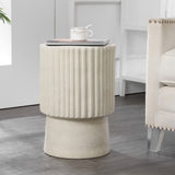 Louisa 19" Modern Art Deco Tambour Accent Table