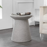 Hollie 18" Minimalist Modern Drum Accent Table Pedestal