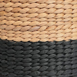 Aimee 15.7" Modern Minimalist Two-Tone Hand-Woven Hyacinth Stool/Ottoman