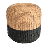 Aimee 15.7" Modern Minimalist Two-Tone Hand-Woven Hyacinth Stool/Ottoman