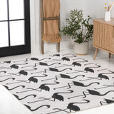 Liana Casual Coastal Flamingos Two-tone Indoor/Outdoor Area Rug