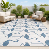 Liana Casual Coastal Flamingos Two-tone Indoor/Outdoor Area Rug