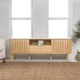 Damien 70 in. Farmhouse Curved TV Stand with Drawer and Storage Doors Fits TVs up to 75 in. with Cable Management - JONATHAN Y
