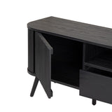 Damien 70 in. Farmhouse Curved TV Stand with Drawer and Storage Doors Fits TVs up to 75 in. with Cable Management - JONATHAN Y