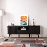 Damien 70 in. Farmhouse Curved TV Stand with Drawer and Storage Doors Fits TVs up to 75 in. with Cable Management - JONATHAN Y