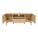 Finley 59 in. Farmhouse Caned TV Stand with Drawer and Storage Doors Fits TVs up to 65 in. with Cable Management - JONATHAN Y
