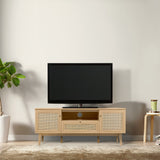 Finley 59 in. Farmhouse Caned TV Stand with Drawer and Storage Doors Fits TVs up to 65 in. with Cable Management - JONATHAN Y