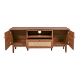 Finley 59 in. Farmhouse Caned TV Stand with Drawer and Storage Doors Fits TVs up to 65 in. with Cable Management - JONATHAN Y