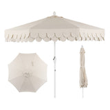 Tracy 9 ft. Classic MidCentury Scalloped Fringe Market Patio Umbrella