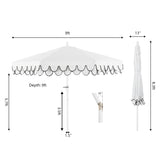 Tracy 9 ft. Classic MidCentury Scalloped Fringe Market Patio Umbrella