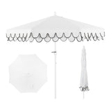 Tracy 9 ft. Classic MidCentury Scalloped Fringe Market Patio Umbrella
