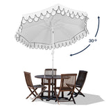 Tracy 9 ft. Classic MidCentury Scalloped Fringe Market Patio Umbrella