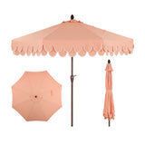Tracy 9 ft. Classic MidCentury Scalloped Fringe Market Patio Umbrella