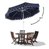 Tracy 9 ft. Classic MidCentury Scalloped Fringe Market Patio Umbrella