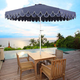 Tracy 9 ft. Classic MidCentury Scalloped Fringe Market Patio Umbrella