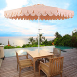 Tracy 9 ft. Classic MidCentury Scalloped Fringe Market Patio Umbrella