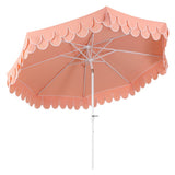 Tracy 9 ft. Classic MidCentury Scalloped Fringe Market Patio Umbrella