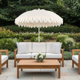 Horizon 6.5 ft. Classic MidCentury Scalloped Fringe Market Beach Umbrella
