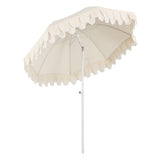 Horizon 6.5 ft. Classic MidCentury Scalloped Fringe Market Beach Umbrella