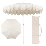 Mariner 6.5 ft. Classic Cottage Fringe Tassel Market Beach Umbrella