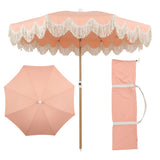 Mariner 6.5 ft. Classic Cottage Fringe Tassel Market Beach Umbrella