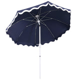 Marina 8 ft. Classic Bohemian Scalloped Market Patio Umbrella with Auto-Tilt Crank Wind Vent and UV Protection