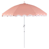 Marina 8 ft. Classic Bohemian Scalloped Market Patio Umbrella with Auto-Tilt Crank Wind Vent and UV Protection