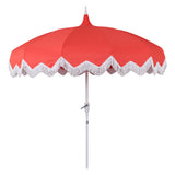 Delphine 8 ft. Classic Bohemian Fringe Pagoda Market Patio Umbrella with Auto-Tilt Crank Wind Vent and UV Protection