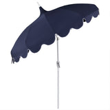 Maren 8 ft. Classic Coastal Scalloped Lotus Pagoda Market Patio Umbrella with Auto-Tilt Crank Wind Vent and UV Protection