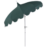 Maren 8 ft. Classic Coastal Scalloped Lotus Pagoda Market Patio Umbrella with Auto-Tilt Crank Wind Vent and UV Protection