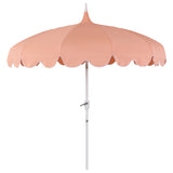 Maren 8 ft. Classic Coastal Scalloped Lotus Pagoda Market Patio Umbrella with Auto-Tilt Crank Wind Vent and UV Protection
