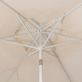 Fletcher 8.5 ft. Coastal Double-Tiered Castle Market Patio Umbrella with Auto-Tilt Crank Wind Vent and UV Protection