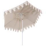 Fletcher 8.5 ft. Coastal Double-Tiered Castle Market Patio Umbrella with Auto-Tilt Crank Wind Vent and UV Protection