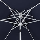 Fletcher 8.5 ft. Coastal Double-Tiered Castle Market Patio Umbrella with Auto-Tilt Crank Wind Vent and UV Protection