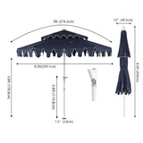 Fletcher 8.5 ft. Coastal Double-Tiered Castle Market Patio Umbrella with Auto-Tilt Crank Wind Vent and UV Protection