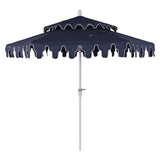 Fletcher 8.5 ft. Coastal Double-Tiered Castle Market Patio Umbrella with Auto-Tilt Crank Wind Vent and UV Protection
