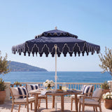Fletcher 8.5 ft. Coastal Double-Tiered Castle Market Patio Umbrella with Auto-Tilt Crank Wind Vent and UV Protection