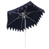 Fletcher 8.5 ft. Coastal Double-Tiered Castle Market Patio Umbrella with Auto-Tilt Crank Wind Vent and UV Protection