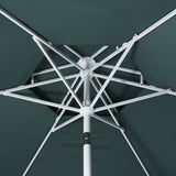 Fletcher 8.5 ft. Coastal Double-Tiered Castle Market Patio Umbrella with Auto-Tilt Crank Wind Vent and UV Protection