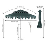 Fletcher 8.5 ft. Coastal Double-Tiered Castle Market Patio Umbrella with Auto-Tilt Crank Wind Vent and UV Protection