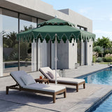 Fletcher 8.5 ft. Coastal Double-Tiered Castle Market Patio Umbrella with Auto-Tilt Crank Wind Vent and UV Protection