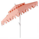 Fletcher 8.5 ft. Coastal Double-Tiered Castle Market Patio Umbrella with Auto-Tilt Crank Wind Vent and UV Protection